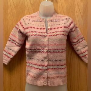 Y2K 90s Fair Isle Cardigan Pink GAP Sweater 3/4 Sleeves  XSmall